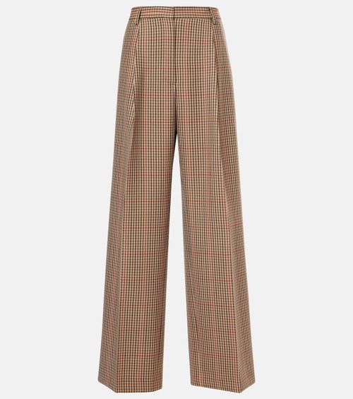 Checked wool wide-leg pants