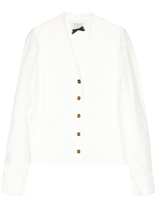 V-neck button-up cardigan - White