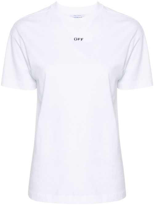 Diag-stripe cotton T-shirt