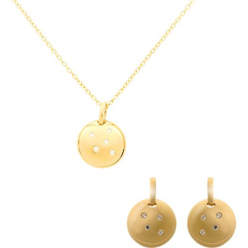 Orphelia 'Linn' WoMens 925 Sterling Silver Set: Chain-Pendant + Earrings - Gold SET-7130/G - One Size