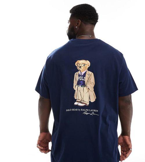 Big & Tall heritage bear back print t-shirt classic fit in navy