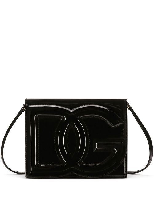 DG Logo patent leather crossbody bag - Black