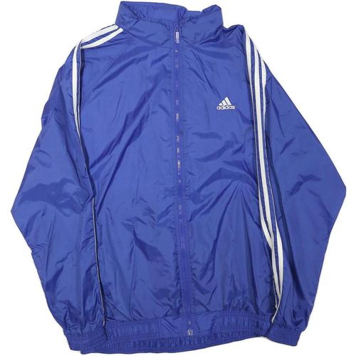 ADIDAS Mens Blue White Stripe Track Jacket M Polyester Blend Zip Athletic Casua