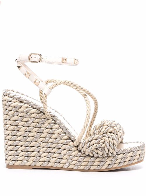 Rockstud wedge sandals - Neutrals