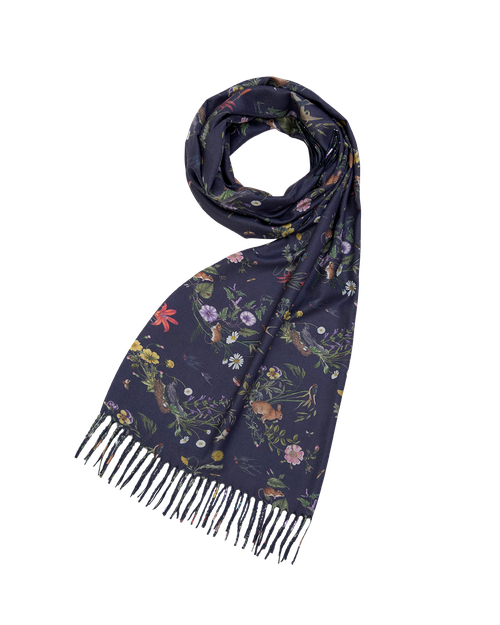 Fable England Running Bunny Toile Scarf in Navy | Women's Scarf
