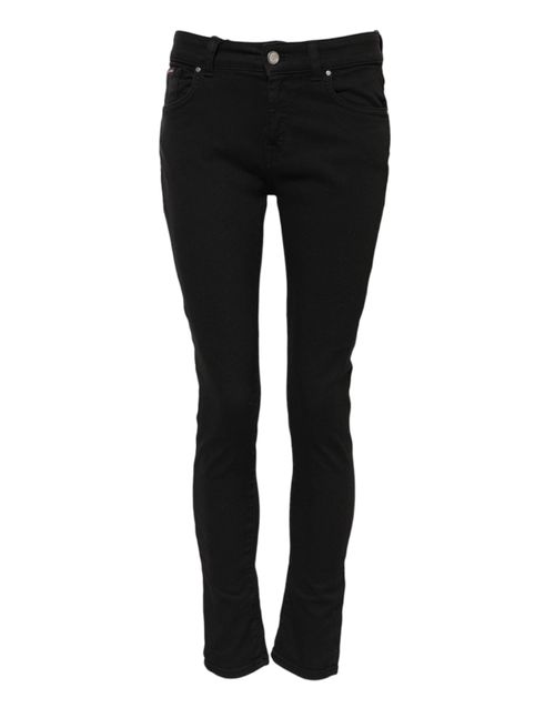 Skinny Mid-Waist Cotton Jeans — Black