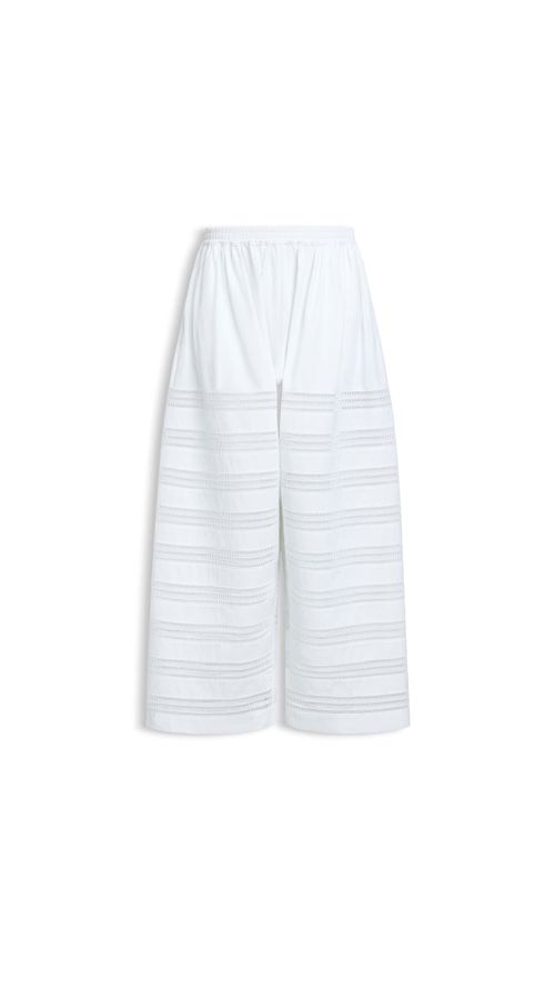 Cut-Out Cotton Poplin Trousers — White