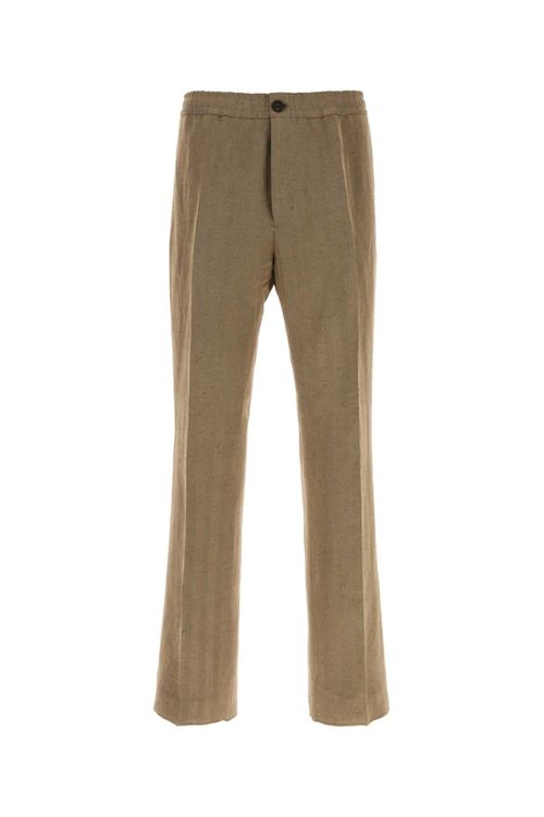Linen-Viscose Blend Trousers — Beige