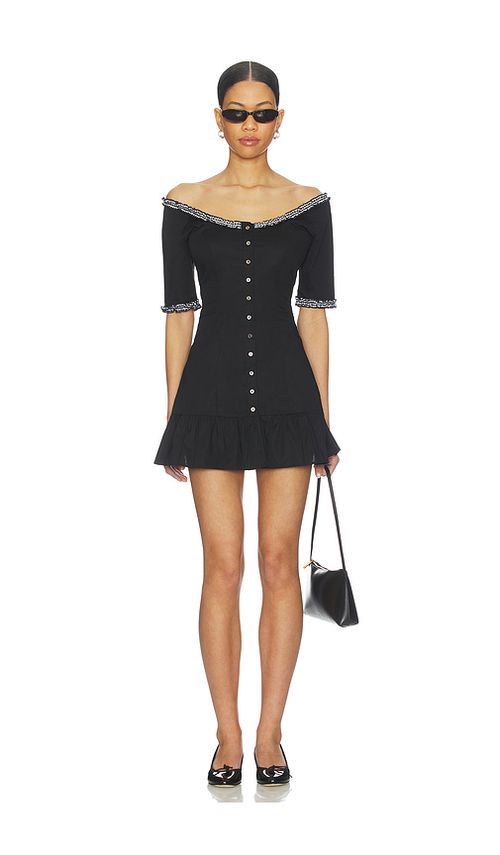 Frankies Bikinis Sweet Dreams Poplin Mini Dress in Black. XS. Also in