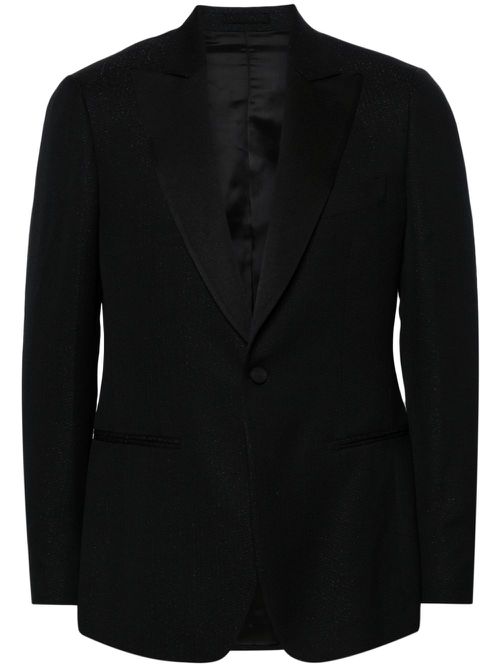 Lurex-detail single-breasted blazer - Black
