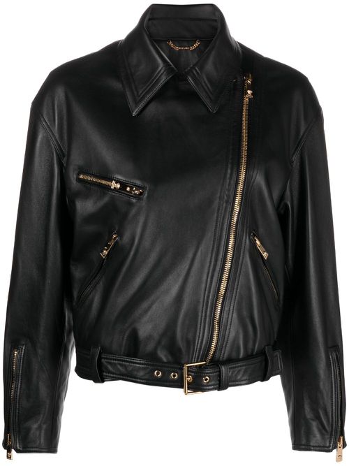 Medusa leather biker jacket - Black