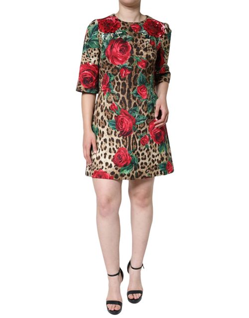 Leopard Floral Dress — Brown