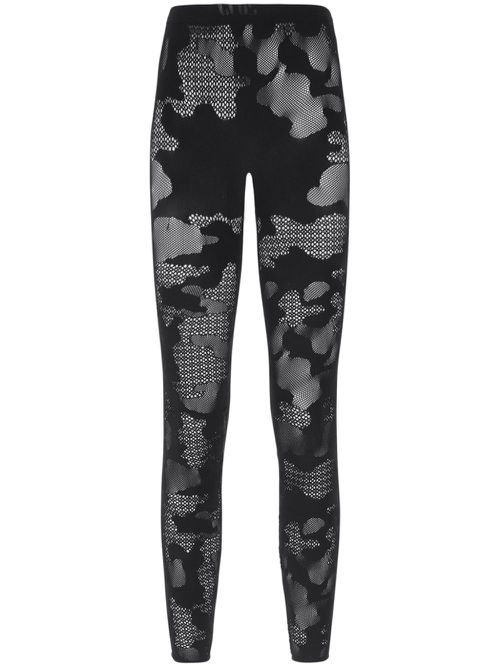 Camouflage-pattern mesh leggings - Black