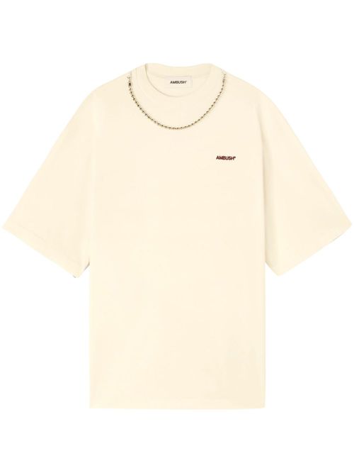 Ball chain-detail T-shirt - Neutrals