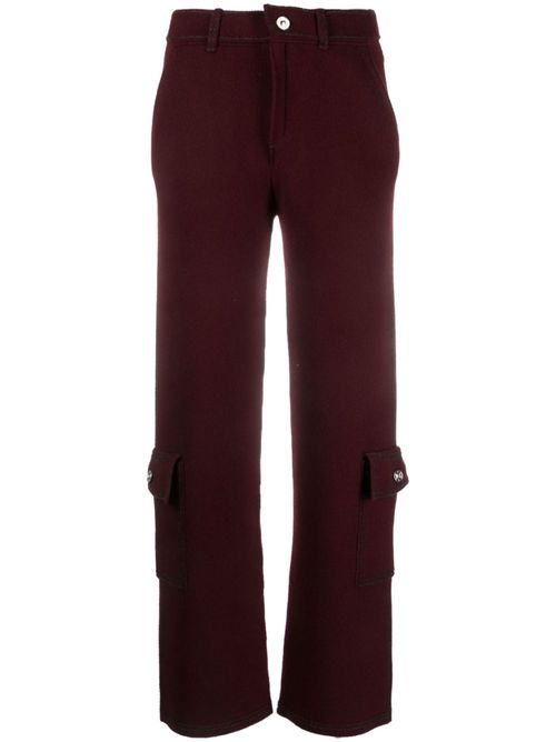 Fine-knit denim-effect cargo trousers - Red
