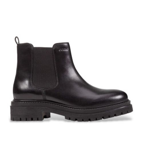 GEOX for woman. D04HRB 00043 Biker leather ankle boots D Iridea black (36), Flat, None, Casual