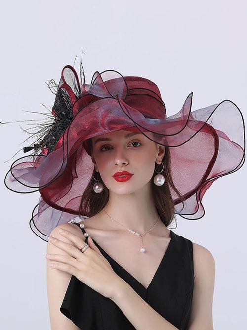 Womens Organza Church Hats Mesh Flower Fascinator Hat