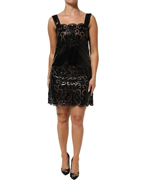 Cut-Out Lace Dress — Black
