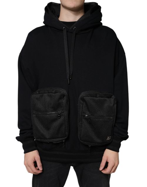 Cotton-Nylon Blend Hoodie — Black