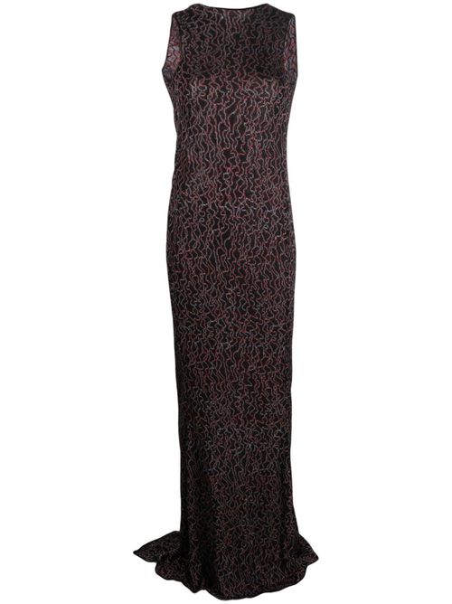 Draped-detailing floor-length dress - Black
