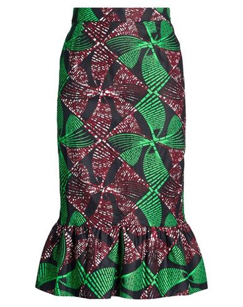 Woman Midi skirt Burgundy Size L Cotton