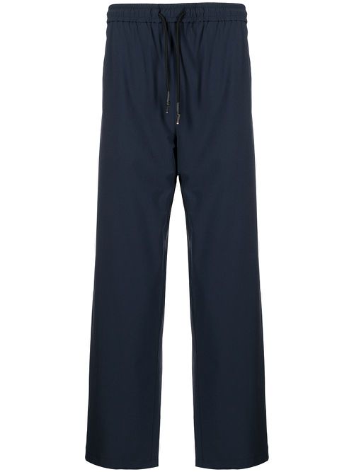 Embroidered-logo drawstring-waist track trousers - Blue