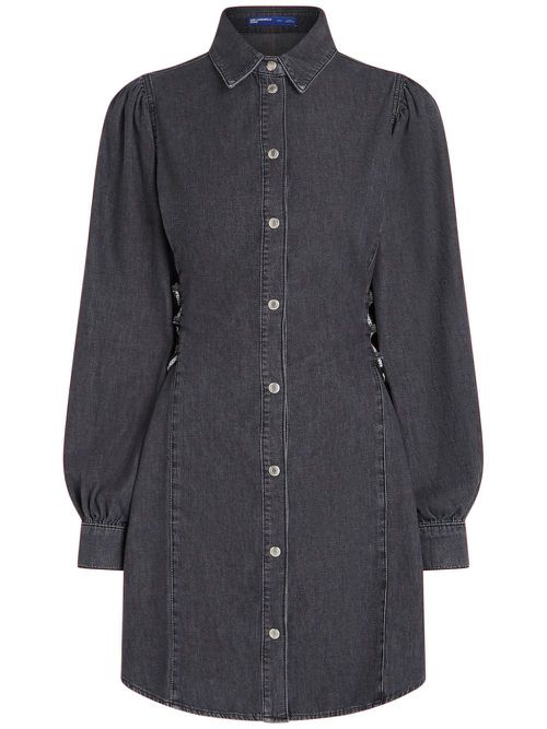 Tied-waist denim shirt dress - Grey
