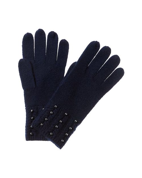 Cashmere Pearl-Studded Cashmere Gloves