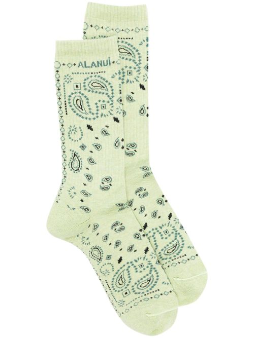 Bandana logo-embroidered ribbed-knit socks - Green