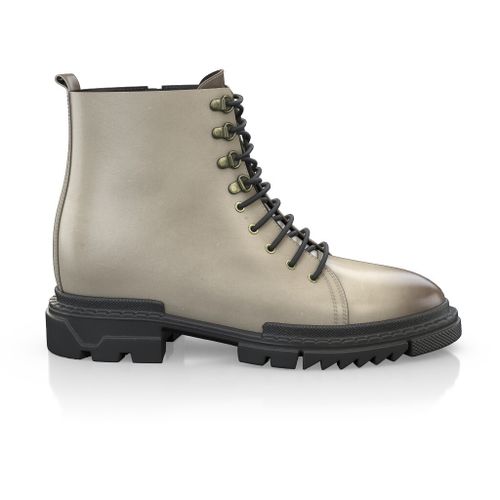 Rangers Bottines à lacets et semelle crantée Homme Faites main en Italie en Cuir Premium Pierre Gris - Sur Mesure, Lacets - GIROTTI