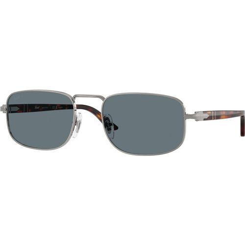 Persol Unisex Persol PO1027S 513/3R Sunglasses Metal Grey Blue Pillow Polarized