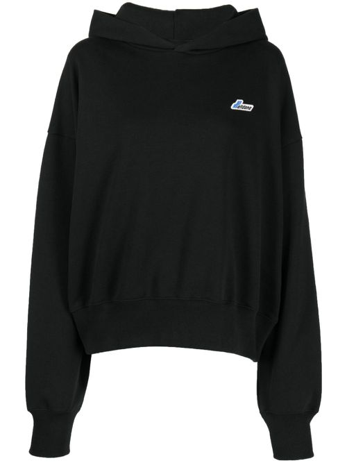 Logo Embroidered Wappen cotton hoodie - Black