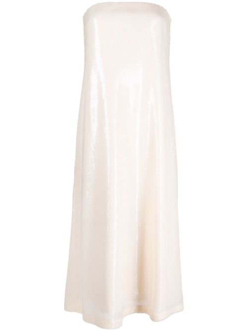 Shimmer semi-sheer midi dress - Neutrals