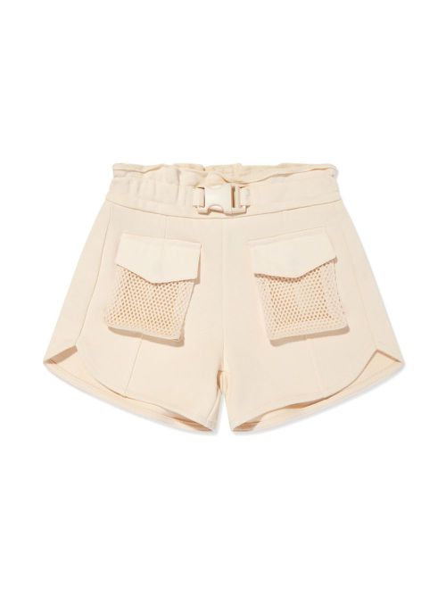 Mesh-panel buckled track shorts - Neutrals