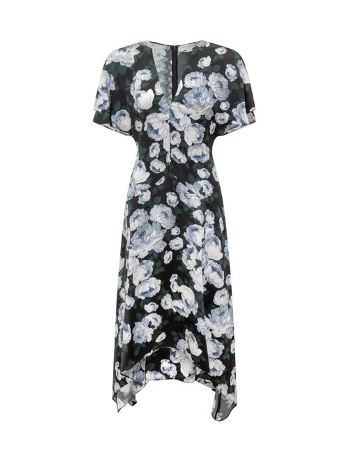 Multicolor Floral V Neck Midi Dress