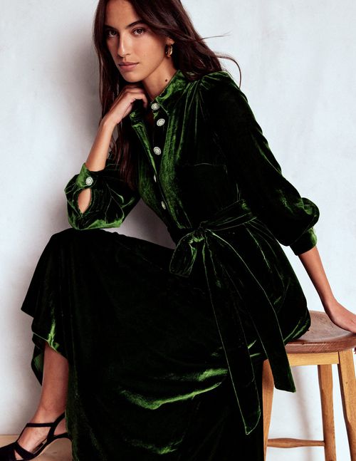 Vivienne Velvet Midi Dress Green Fir