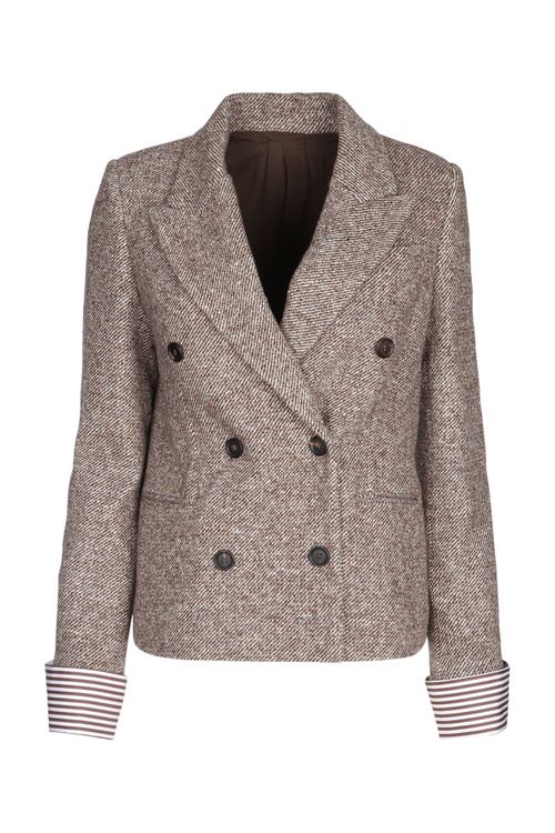 Cotton Herringbone Blazer — Gray