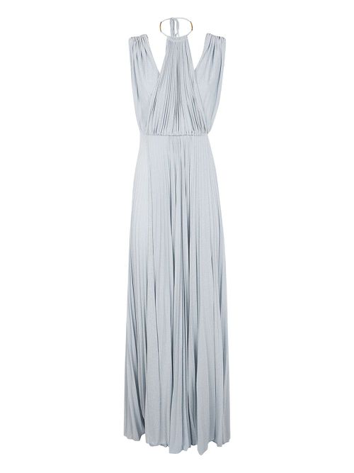 Belted lurex maxi dress - Blue