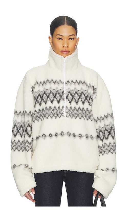 Lovers and Friends Billie Half Zip Pullover in White,Grey. - XL also in