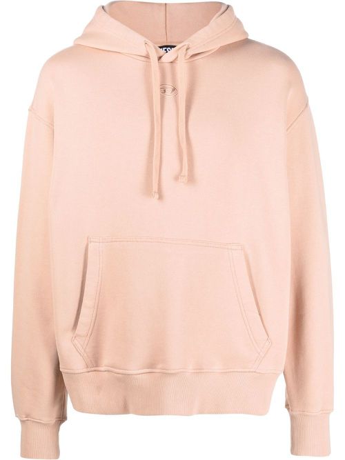 Embroidered-logo detail hoodie - Orange