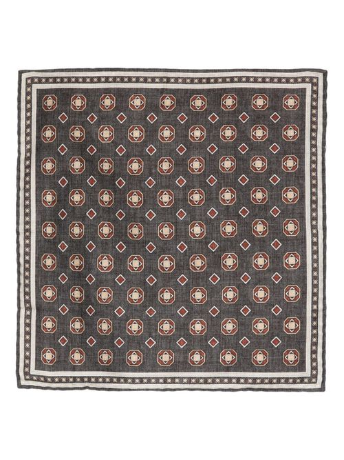 Geometric-print silk handkerchief - Grey