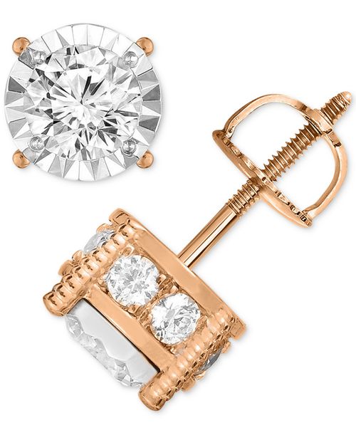 TruMiracle Diamond Stud Earrings (1-1/4 ct. t.w.) in 14k White, Yellow or Rose Gold - Rose Gold