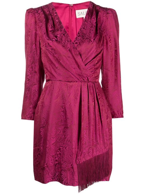 Abstract-pattern silk minidress - Pink
