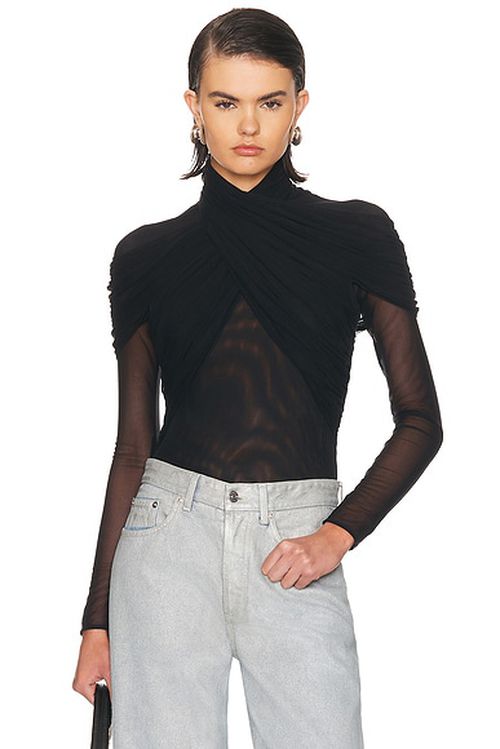 Mugler Long Sleeve Bodysuit in Black - Black. 34 also