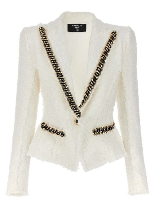 -Tweed Blazer Blazer And Suits Bianco-Donna