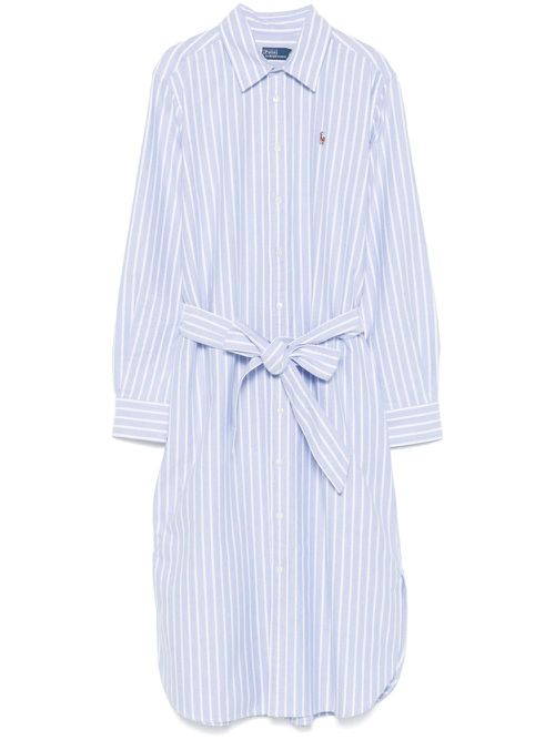 Striped cotton midi dress - Blue