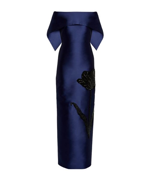 Embellished Mikado Off-The-Shoulder Gown