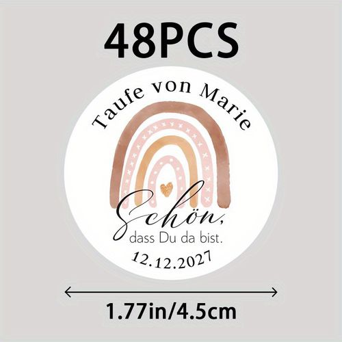 TEMU Personalized 48/96 Name Labels, German "thank You For Time!" Baptism Stickers, Guest Gift Labels, Suitable For Gift Tags For Baptism, Communion