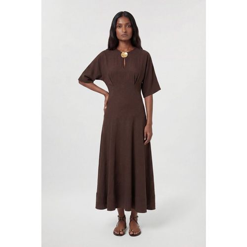 Karen Millen Womens Modal Drop Waist Midi Dress - Chocolate