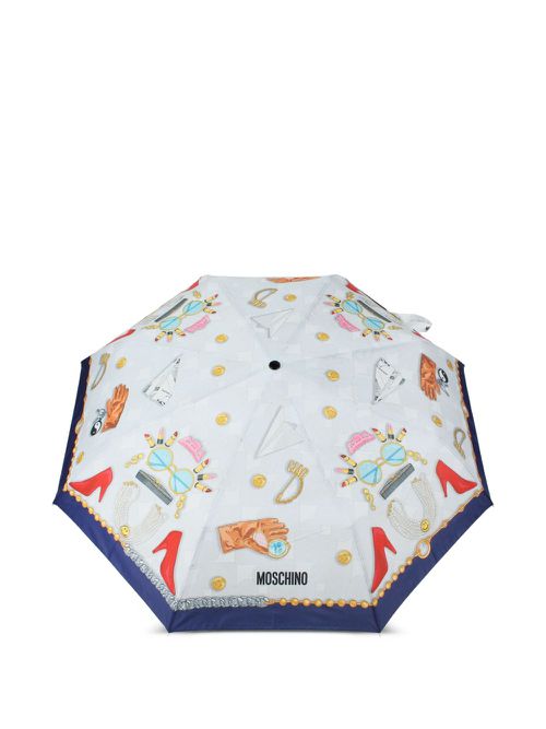Moschino fashion-print umbrella - White